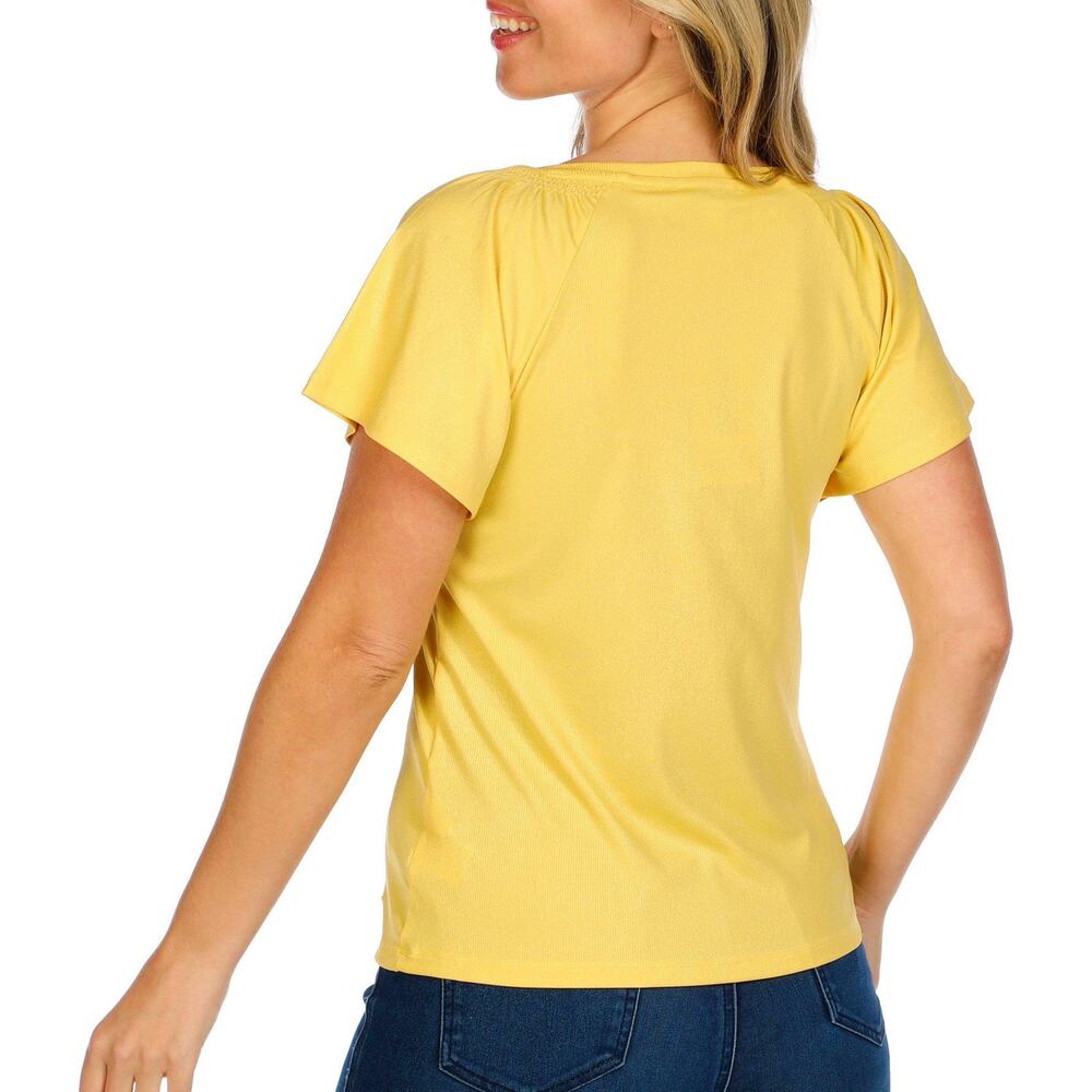 Nine West Women's Short Sleeve Smocked Raglan Flutter Shirt - Large - Picture 2 of 9